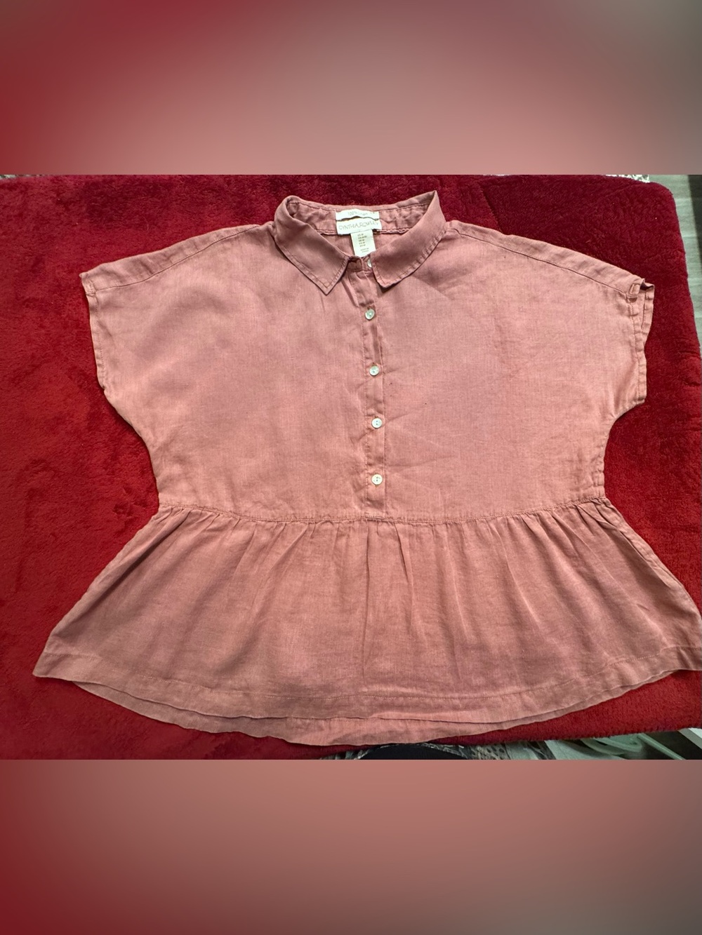 Cynthia Rowley Mauve Button-Front Peplum Tunic